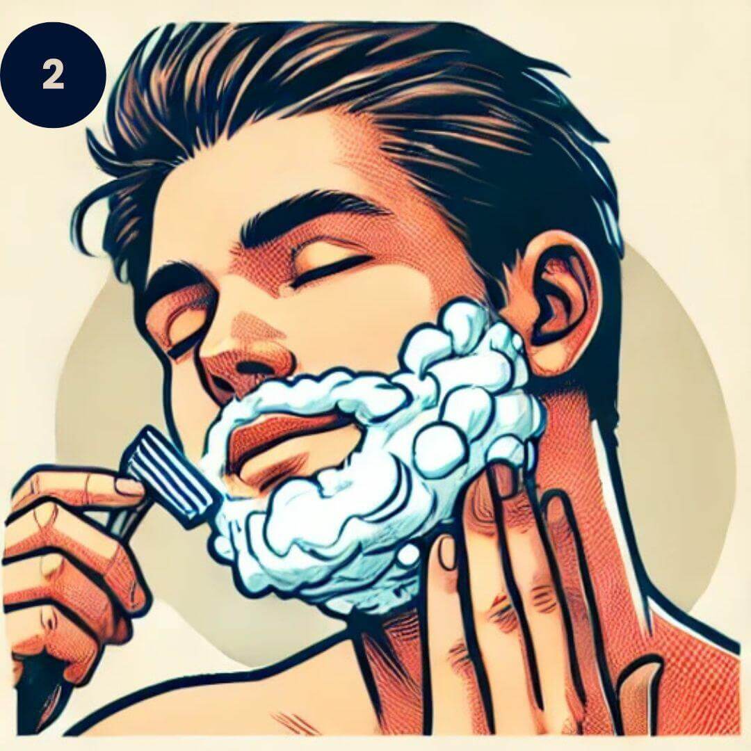 Illustration d’un homme appliquant de la crème à raser.