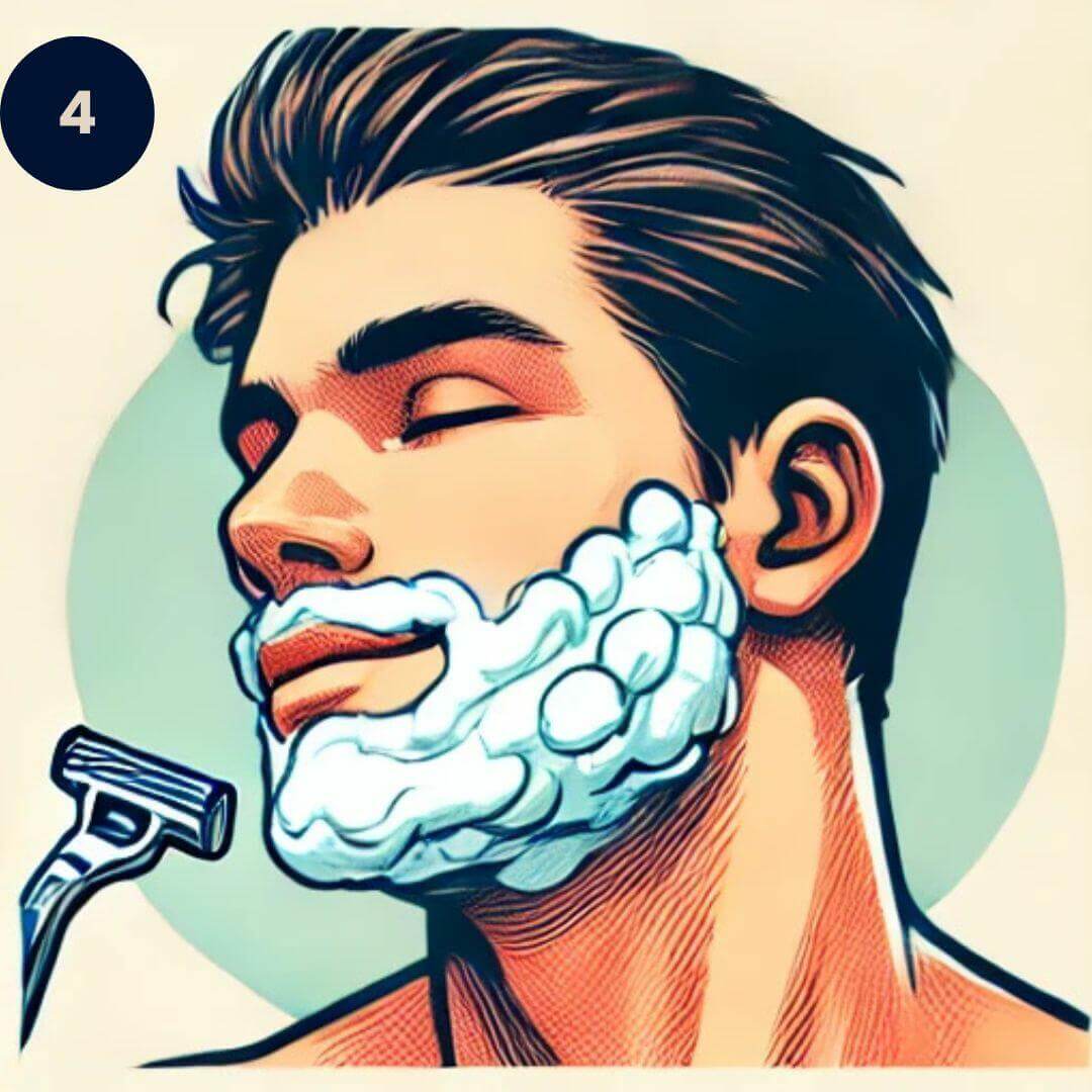 Illustration d’un homme en train de se raser.